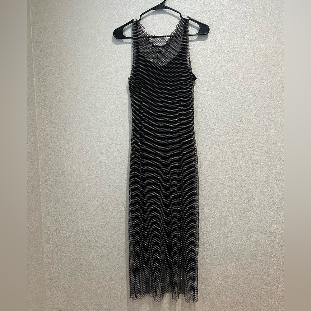 NWT Future Collective Rhinestone Mesh Dress, M